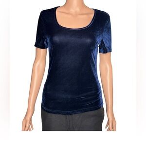 Elegant Navy Crushed Velvet Top Size 2